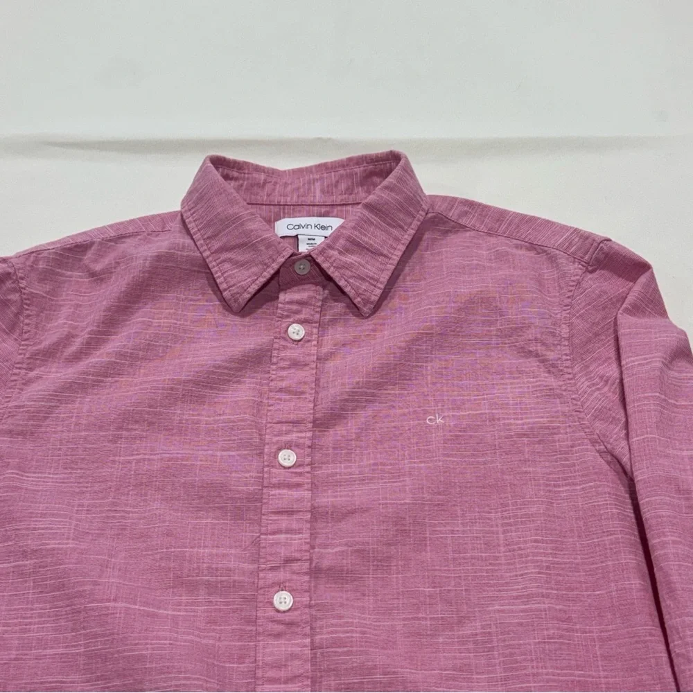 Calvin Klein Pink Long Sleeve Button-Up Shirt Men’s‎ M 100% Cotton